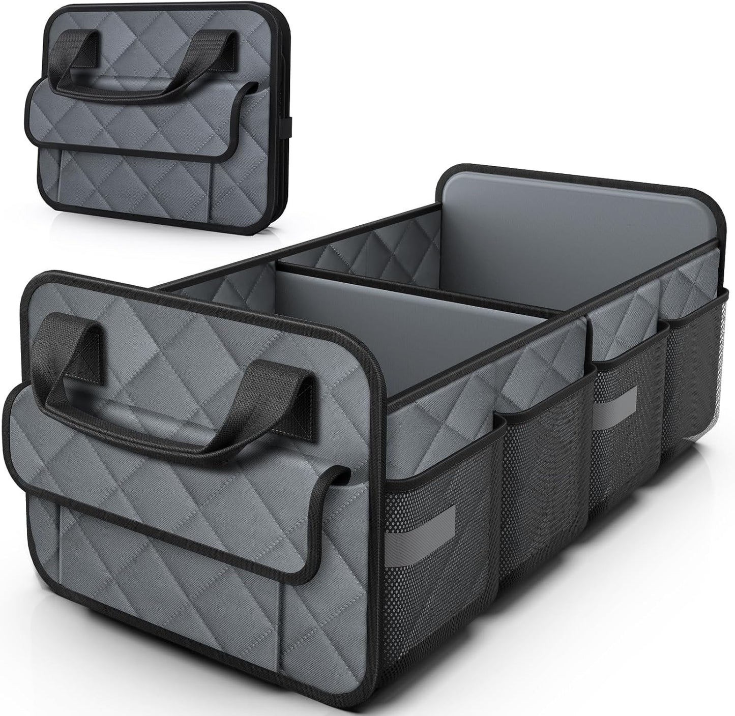 HOTOR Trunk Organizer for SUV – Foldable & Portable Car Organizers and Storage with 2 Compartments, Large Capacity Car Trunk Organizer Car Accessories for Truck Sedan, Pink, 21.7" x 12.8" x 11.0"
