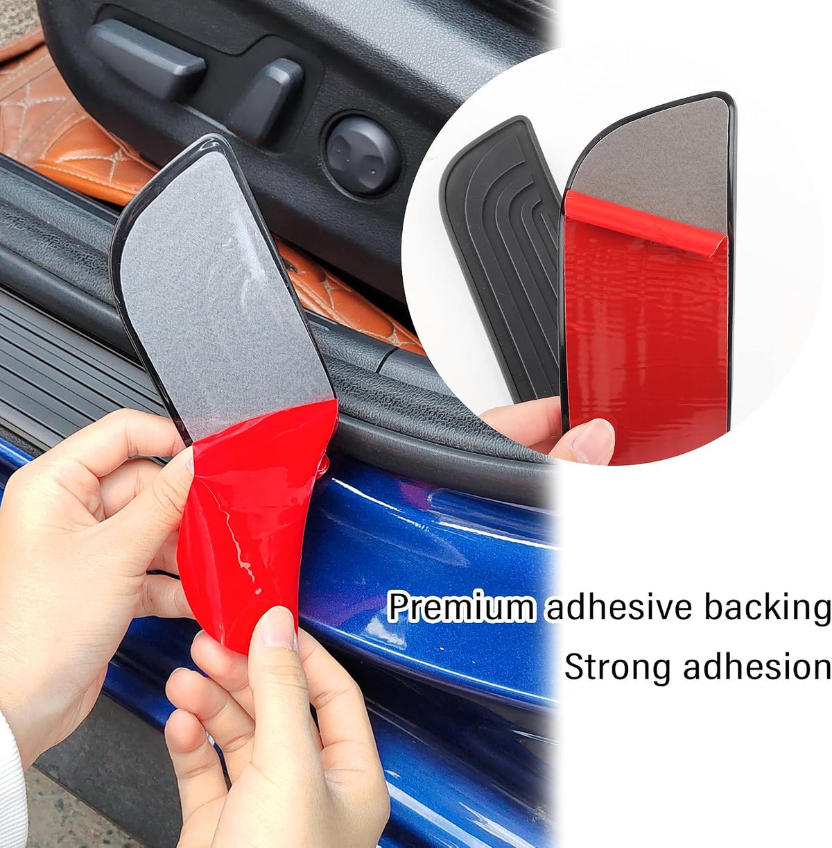 4PCS Car Door Sill Protector,Anti-Scratch Rubber Car Door Protector Edge Guards for Door Steps,Universal Waterproof Door Threshold Strips Exterior Accessories for Car Truck SUV (Black, Width 2.36")