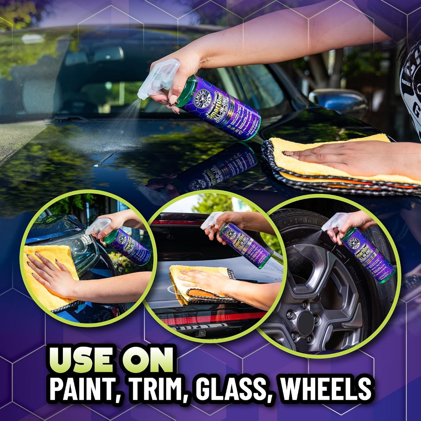 Chemical Guys Raging Rhino Waterless Car Wash And Quick Detailer Spray, No Rinse Exterior Cleaner For Paint, Glass, Wheels, Plastic, And Chrome, Spray And Wipe Shine, 20 Fl Oz