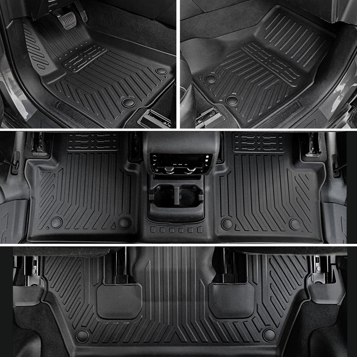 Floor Mats Cargo Mat for 2021-2025 2026 Jeep Grand Cherokee L w/Captain Chair (Only for 6-Seater w/o 2nd Row Armrest), All Weather TPE Trunk Cargo Liner Car Accessories (L | Floor Mats Set)