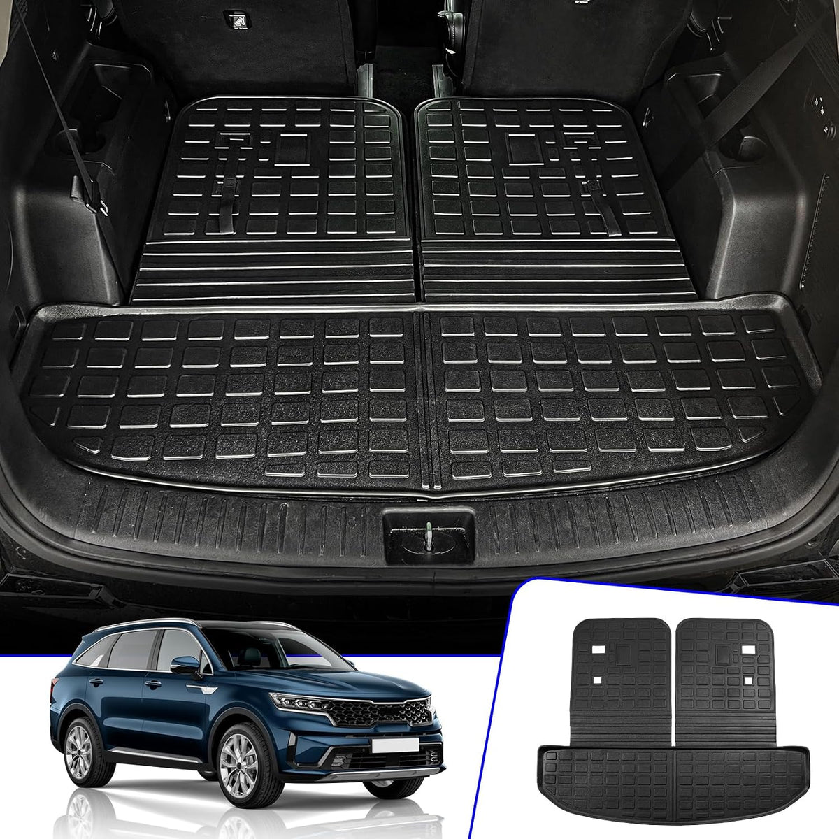 Rontaod Trunk Mat with Backrest Mat for 2021-2026 Kia Sorento Accessories