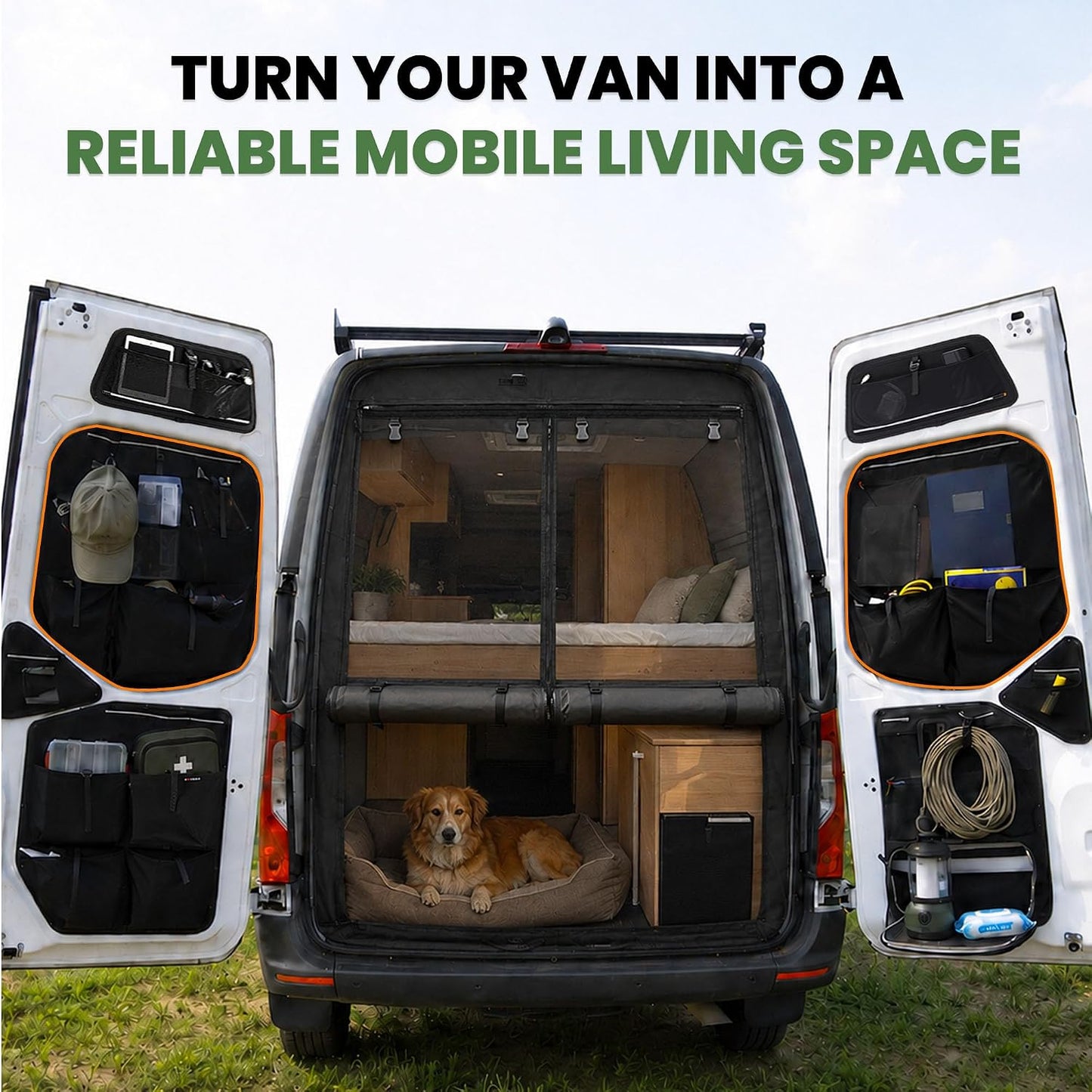 MELIPRON Rear Door MIDDLE Storage Panels Fit for Mercedes Sprinter | VS30 High/Mid Roof 2019-2026, Pair of Modular Bags, Extra Storage Capacity, Space-Saving Design, Ideal for Van Organization