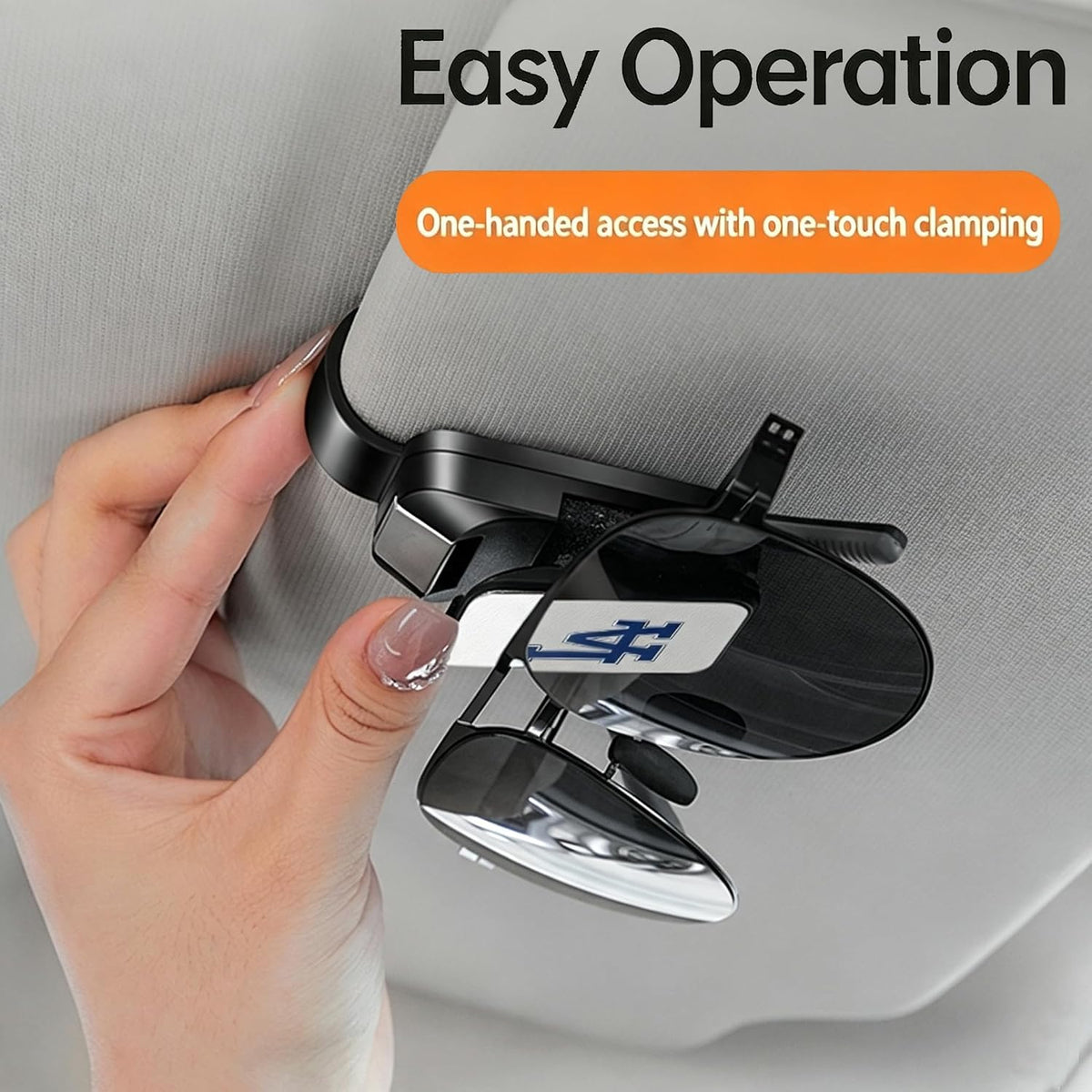 Car Sunglass Holder, Los Angeles Dodgers Universal Eyeglasses Hanger Mount for Car Sun Visor, Secure Glasses Storage Clip, Vehicle Interior Organizer Accessories