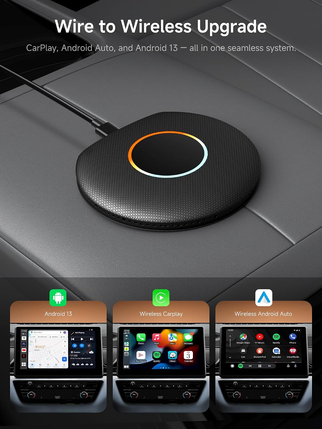 AI Box Carplay, Car Play/Android Auto Wireless Adapter, Magic Box Supports for Netflix/YouTube/TikTok, DriveChat AI Smart Box with GPS/Dual Bluetooth