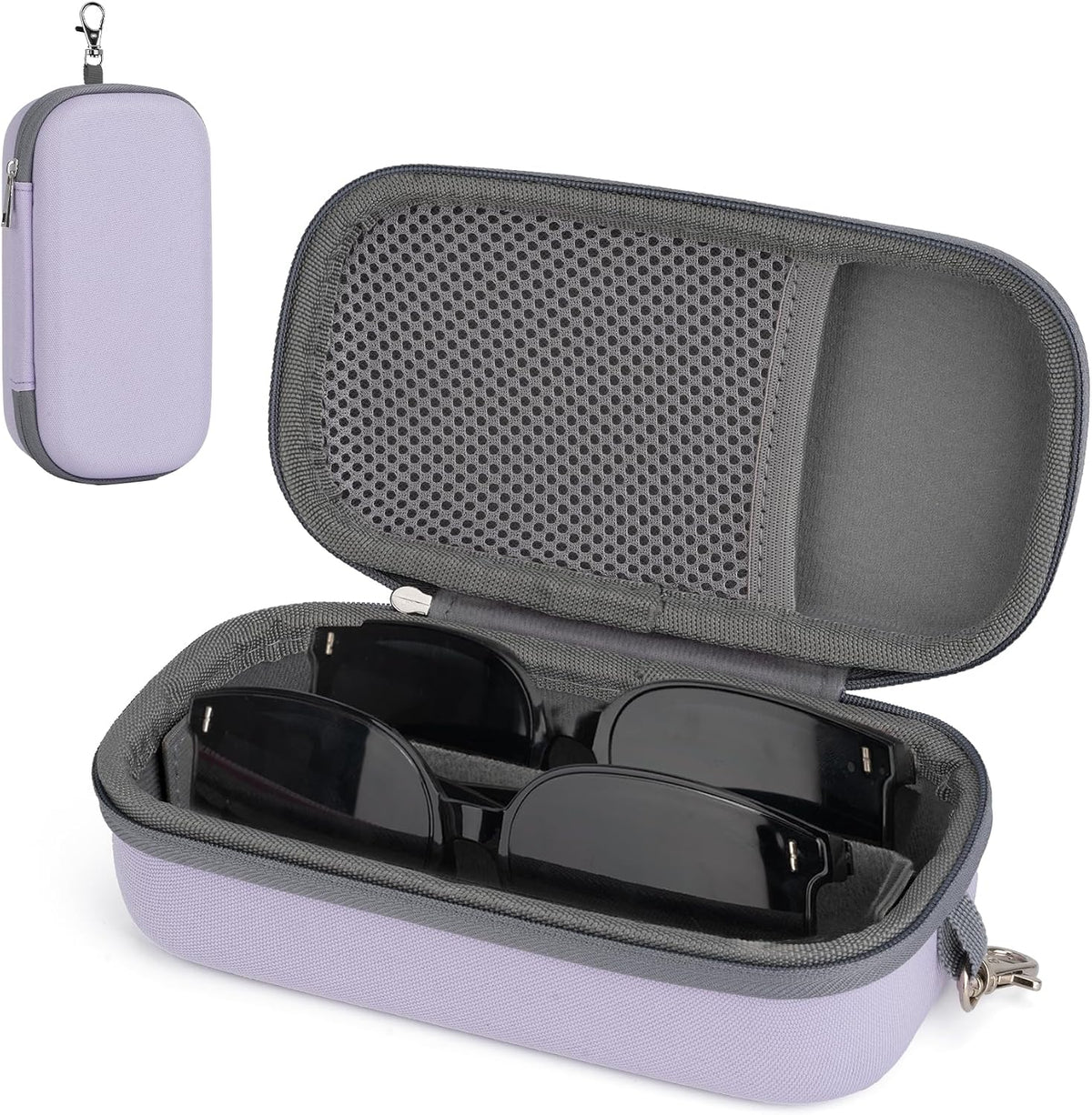 Double Eyeglasses Case, Hard Shell Glasses Case for Men Women