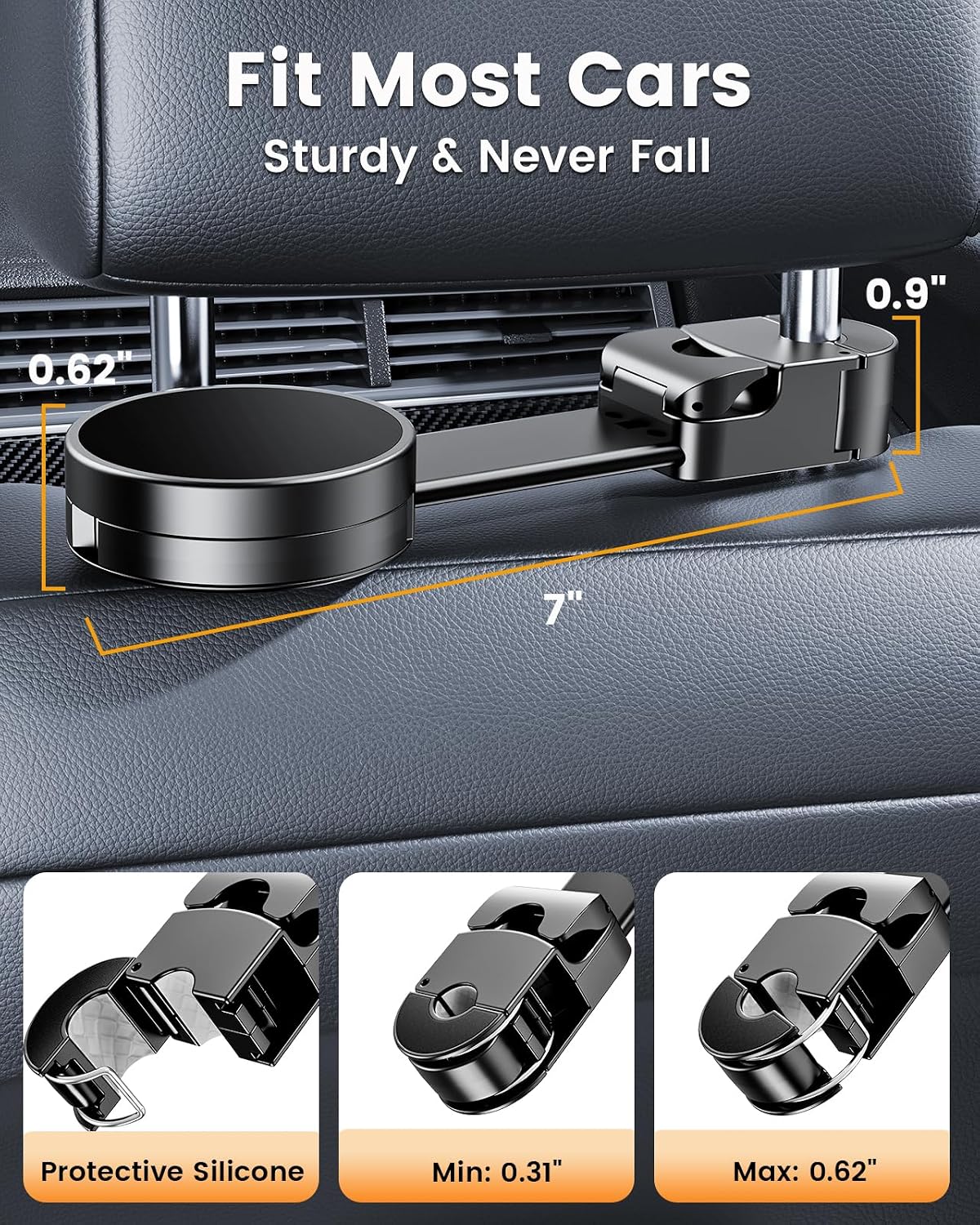 Magsafe Phone Holder for Backseat with 3 Hidden Storage Hooks