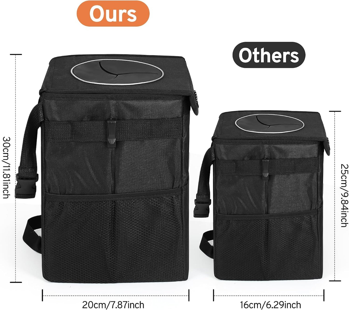 XHRING Car Trash Can Garbage Can for Ford F150 F-150 F250 F350 Super Duty Transit Explorer Bronco/Bronco Sport Maverick Expedition Raptor Escape Edge Ranger Accessories 2000-2025 2026, Larger Size
