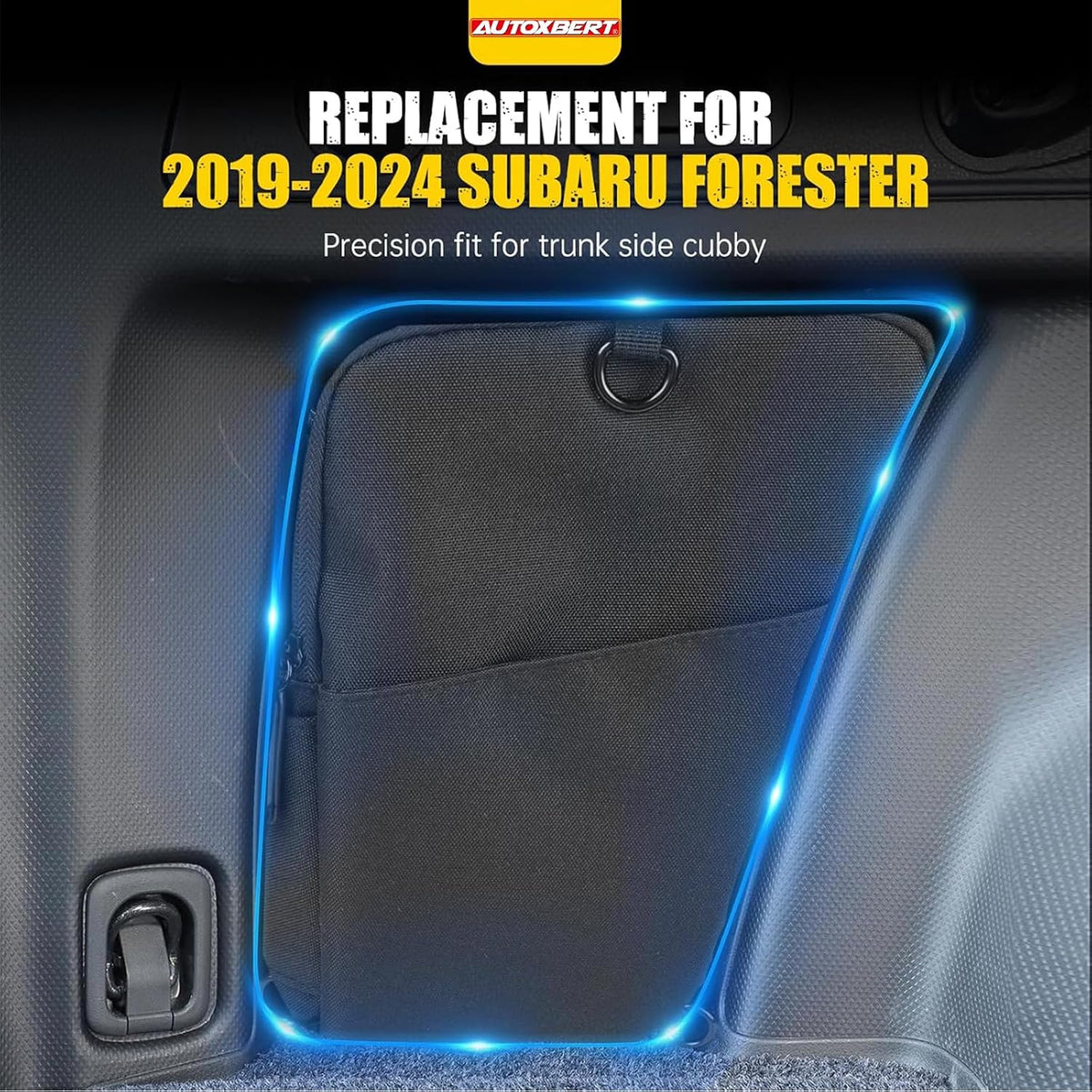 Car Trunk Organizer Pocket for Subaru Forester SK 2019-2024, Black