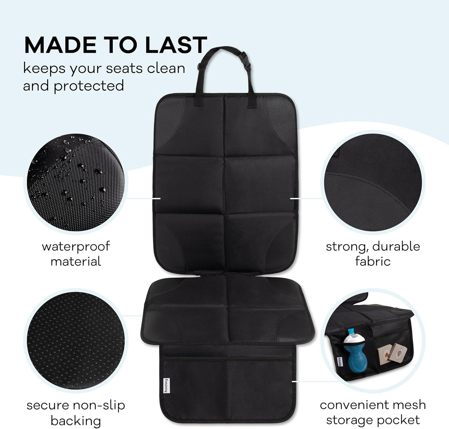 Hoovy My First Car Ride™ 3-in-1 Baby Car Essentials Bundle, Roller Sun Shades, Rear-Facing Mirror, and Seat Protector