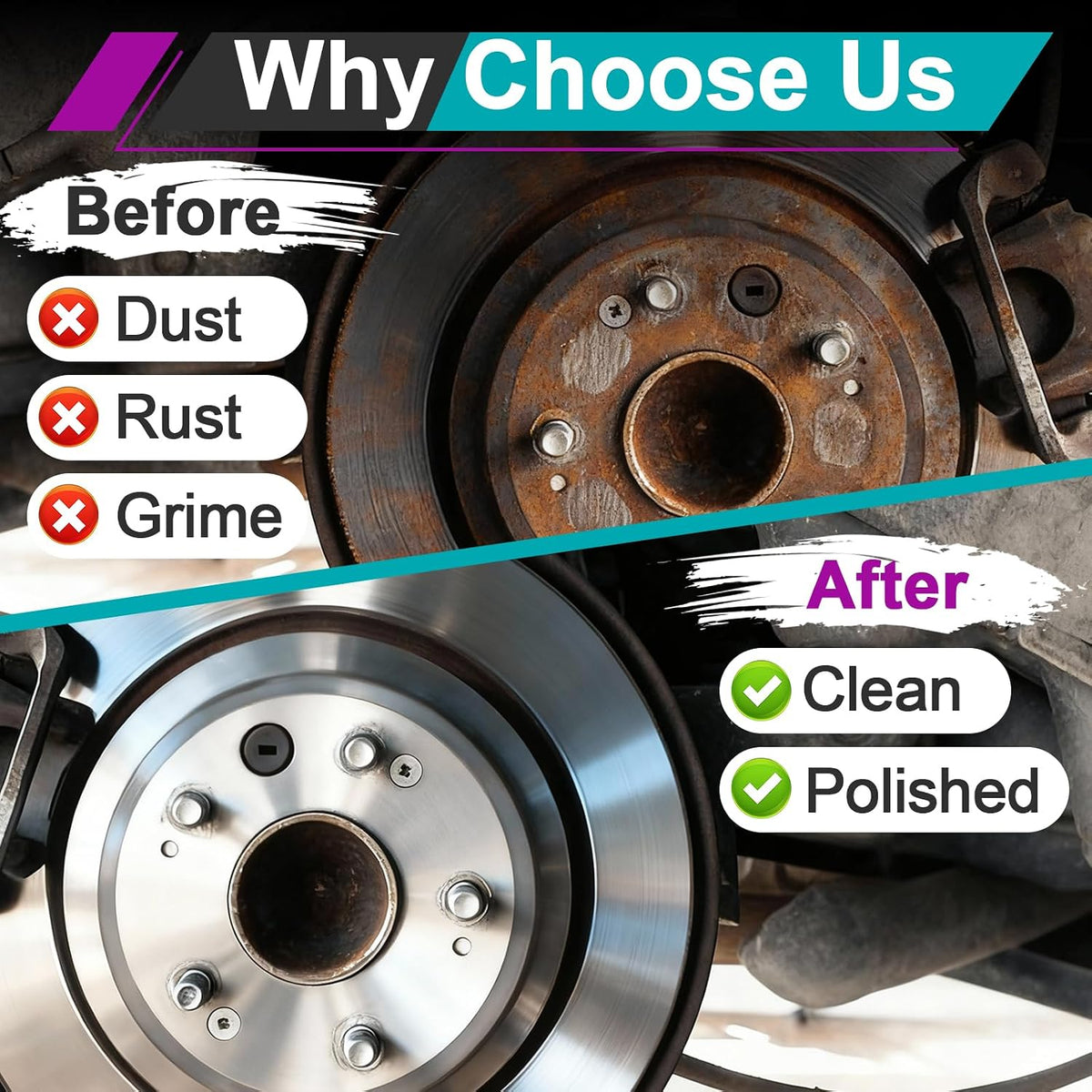 2 Sets Wheel Hub Cleaning Kit Fits 1/2" Impact Driven Wrenches