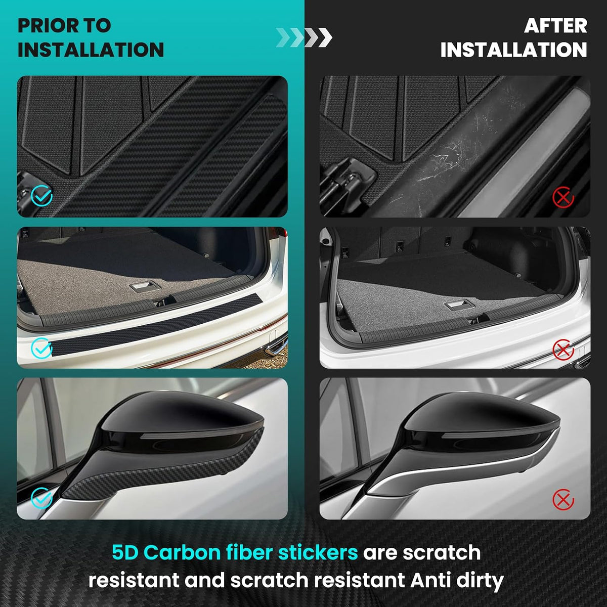 Black Carbon Fiber Wrap (4In x 33Ft) 5D Carbon Window Sill Bumper