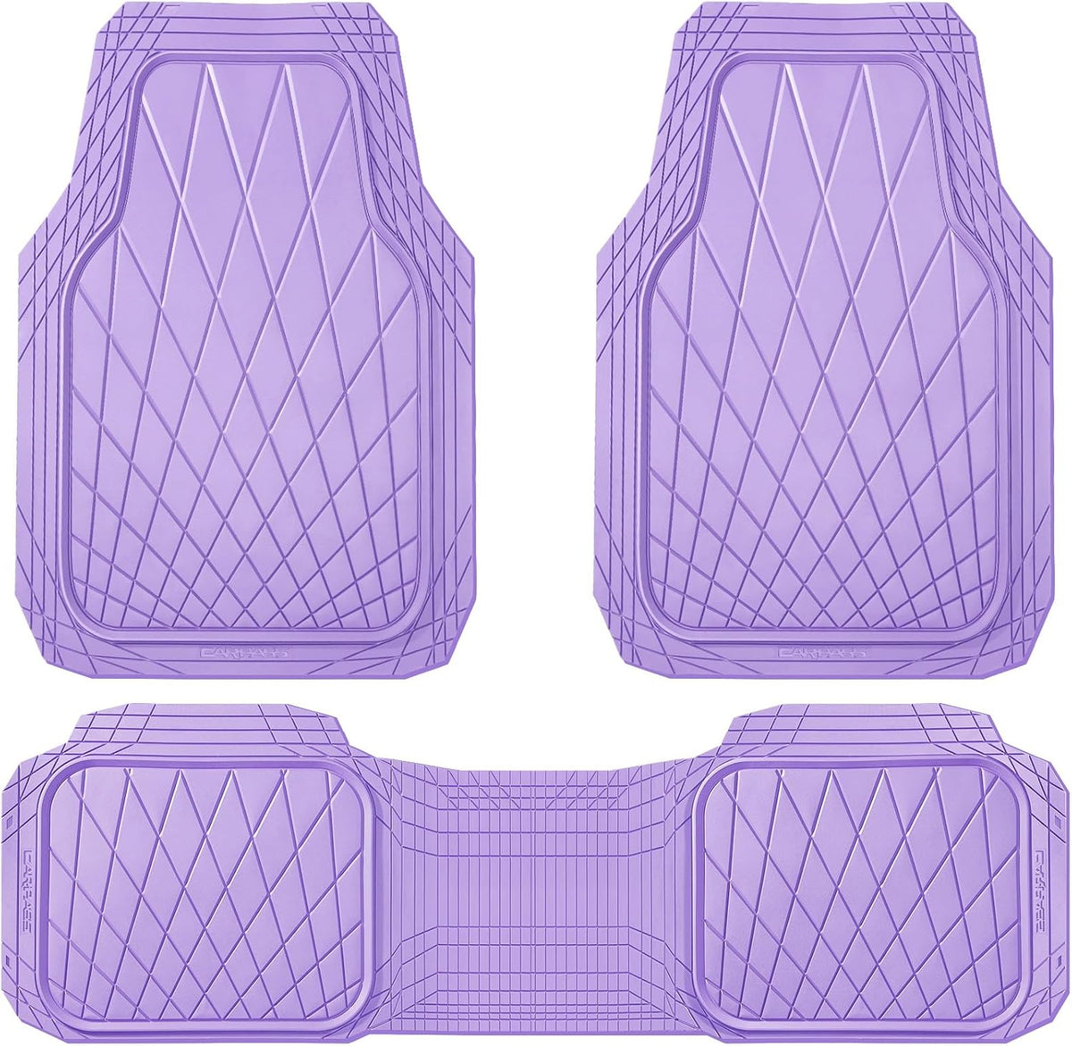 CAR PASS Heavy Duty Rubber Car Floor Mats, Deep Dish All Weather Car Mats Full Set, 3 Piece Waterproof Premium Anti-Slip Floor Mats Rugs Universal Trim to Fit for 95% Sedan SUV Van Truck, All Purple