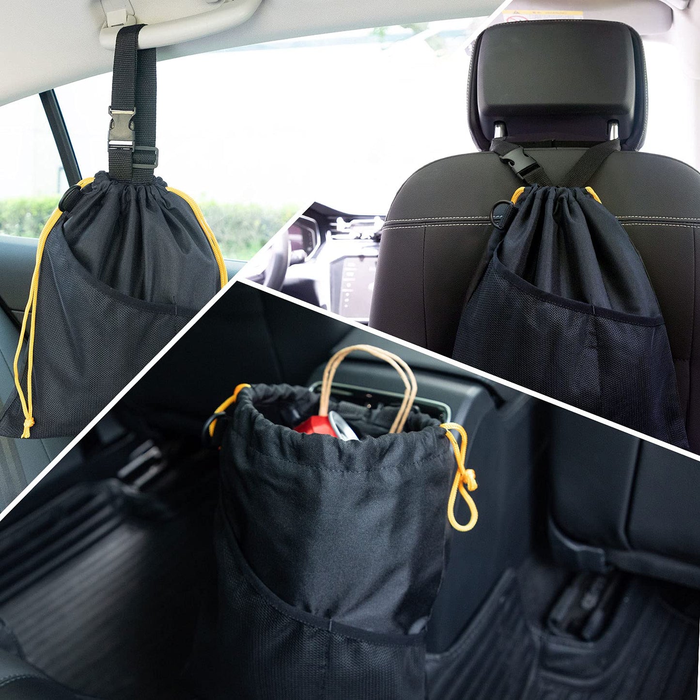 GNEGNI 2PCS Hanging Car Garbage Can - Waterproof Leakproof Trash Bag | Car Trash Can with Durable Leakproof Lining, Keeps Vehicle Clean and Neat