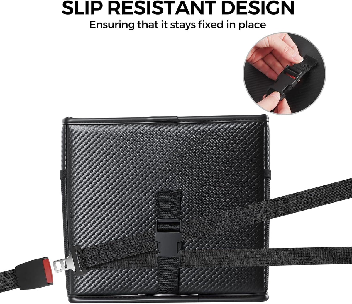 WHHMK Sturdy Leather Car Storage Support Up to 33 LB,Carbon Fiber Texture
