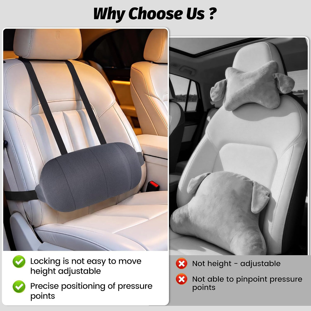 ZUAMEGULumbar Support Pillow for Car, Office Chair & Travel