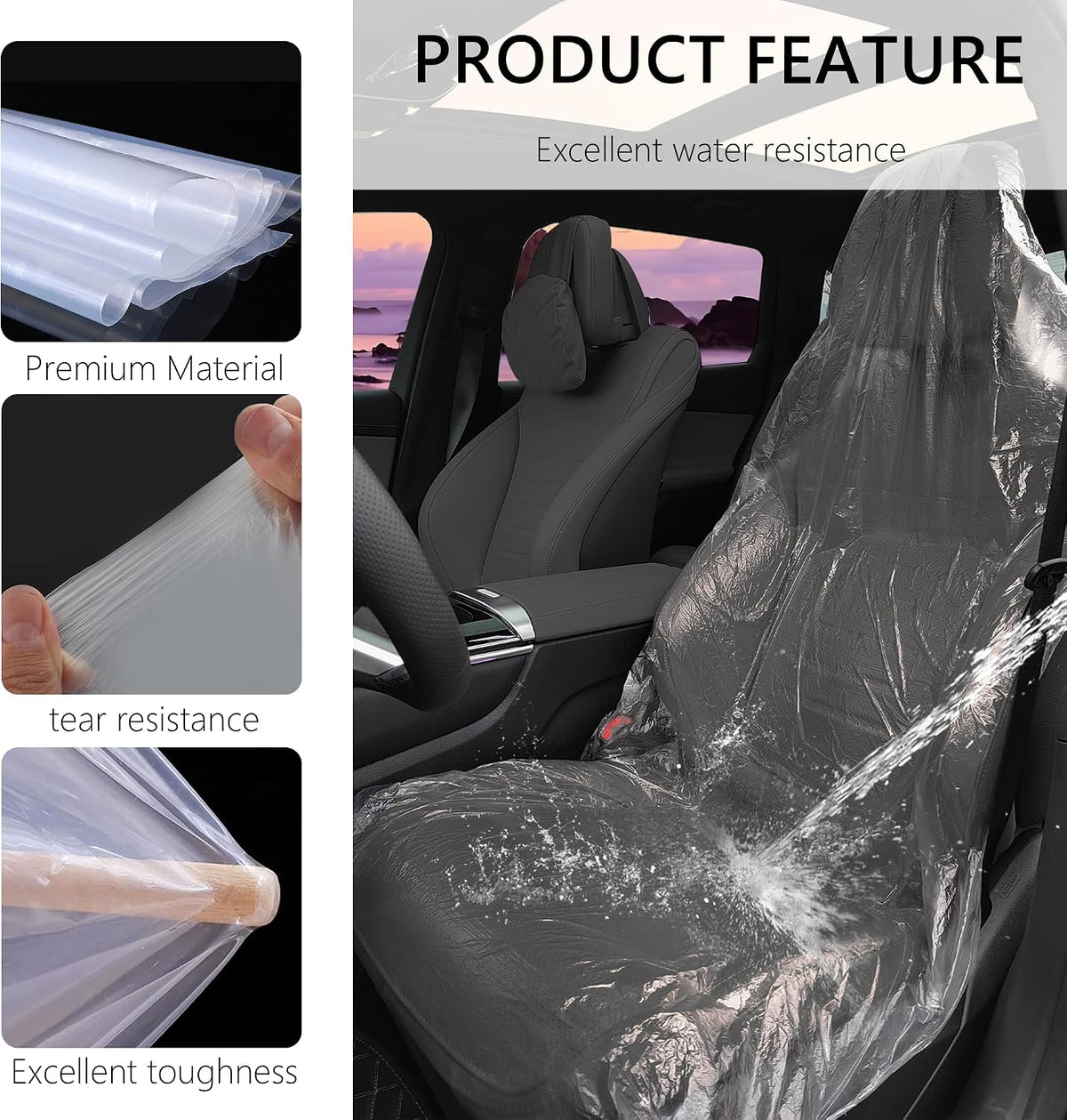 50PCS Disposable Car Seat Covers Provide Temporary Protection,Plastic Seat Covers for Cars Keep Car Interior Tidy,Universal Car Accessories & Car Seat Protector for Most Cars