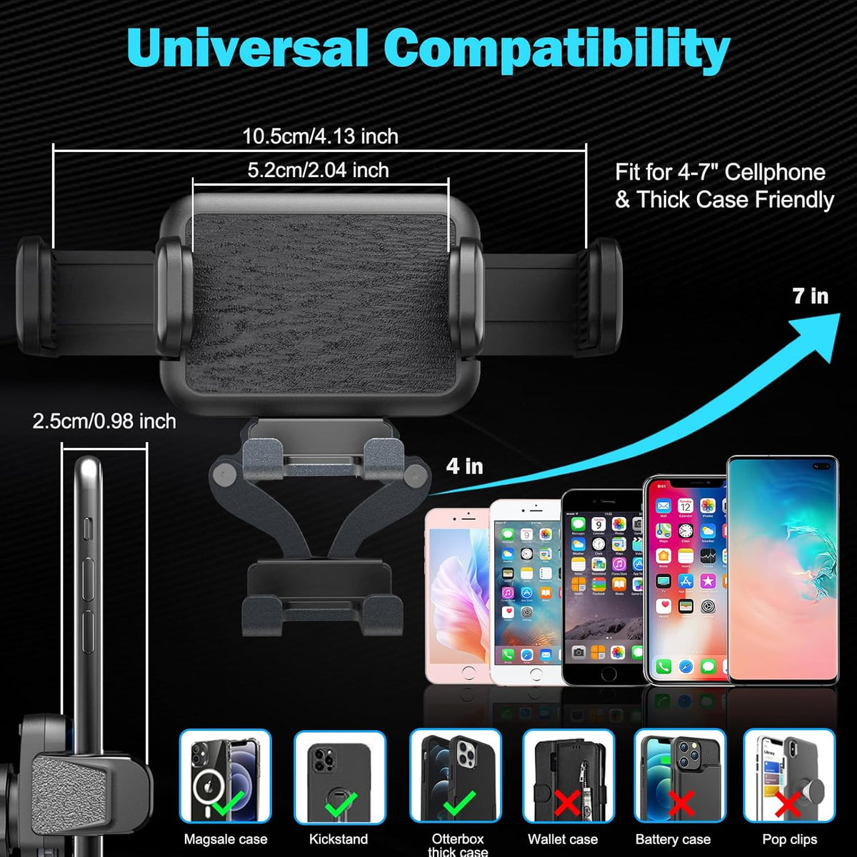 Adjustable Dashboard Metal Phone Mount Holder for 2016-2023 Toyota Tacoma