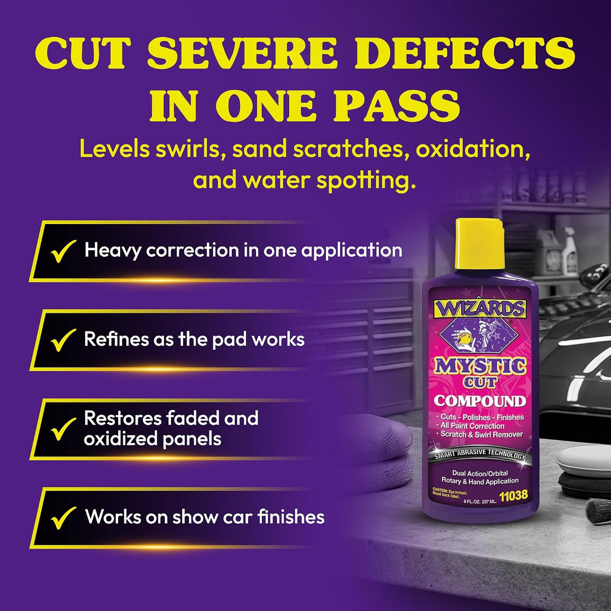Wizards Mystic Cut Smart Abrasive Compound for Swirls, Scratches - 8 oz