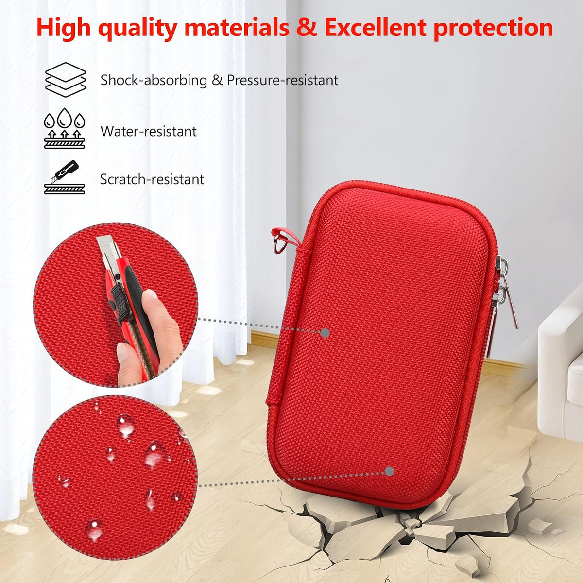 Carrying Case for OM System OLYMPUS Tough TG-7 / Tough TG-6 / TG-5 / TG-4 Underwater Digital Camera, Storage Holder Travel Bag with Mesh Pocket for Battery Pack, Charging Cable, Red