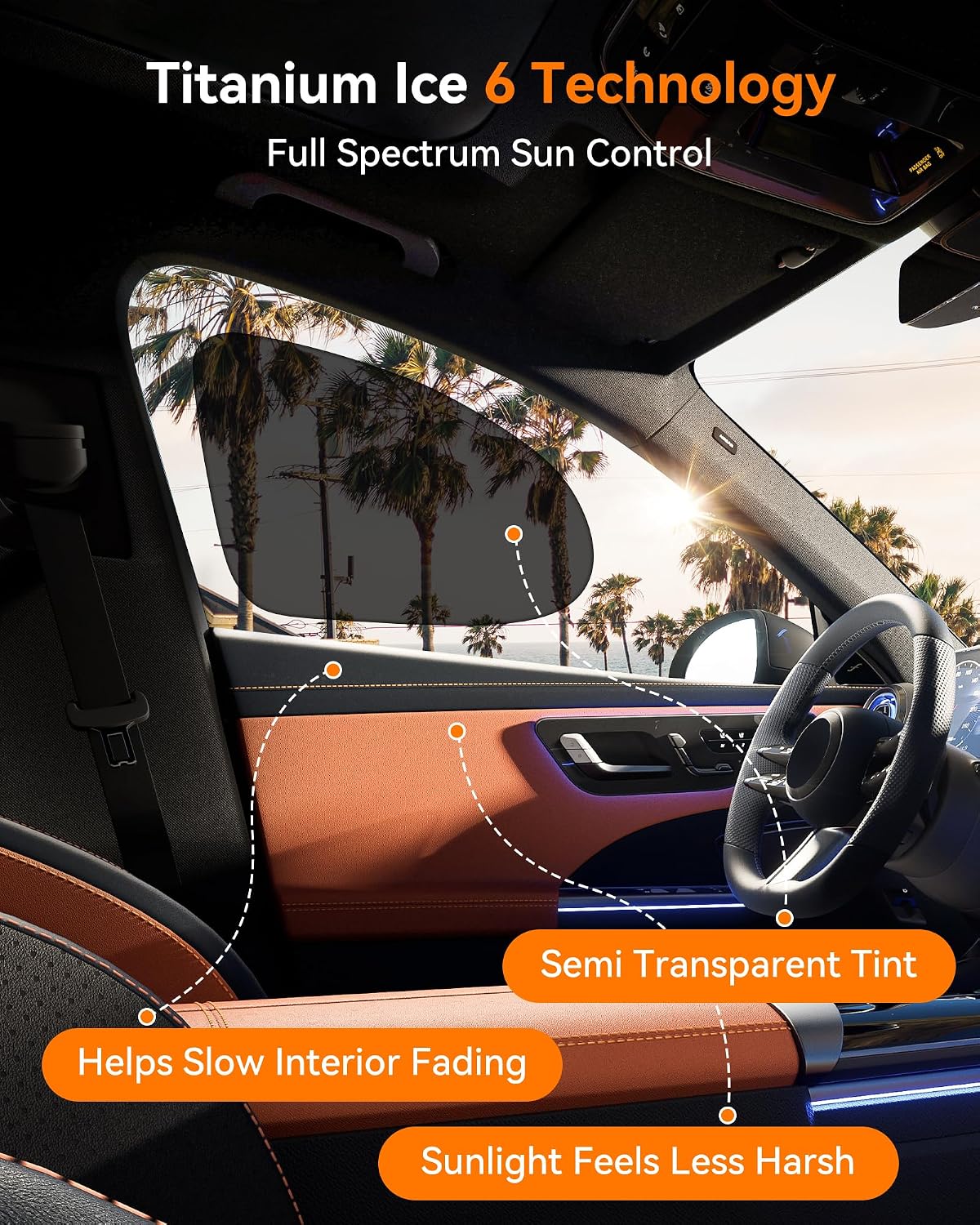Car Side Window Sun Shades, Static Cling for Commuters and Rentals, 2 Pack