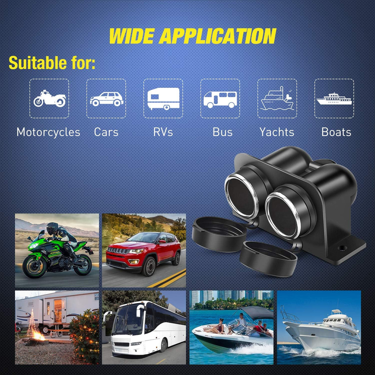 Nilight Dual Car Cigarette Lighter Socket DC 12V Waterproof Power Outlet