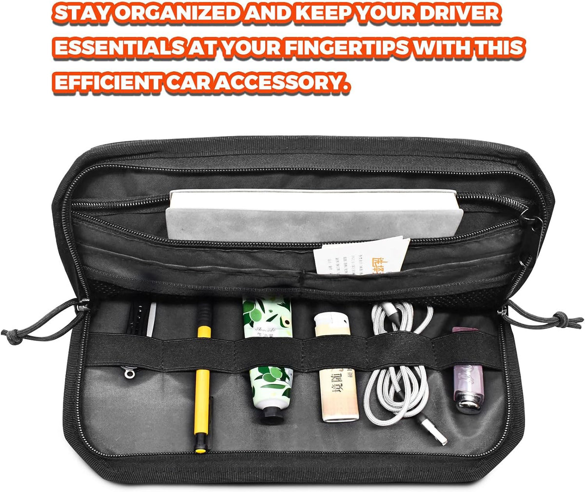 1000D Sun Visor Organizer Fits Most Car, SUVs, and Trucks