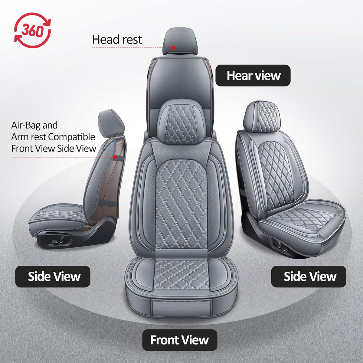 MIROZO Car Seat Covers Full Set,Leather Seat Cover for Sedan, Truck,SUV