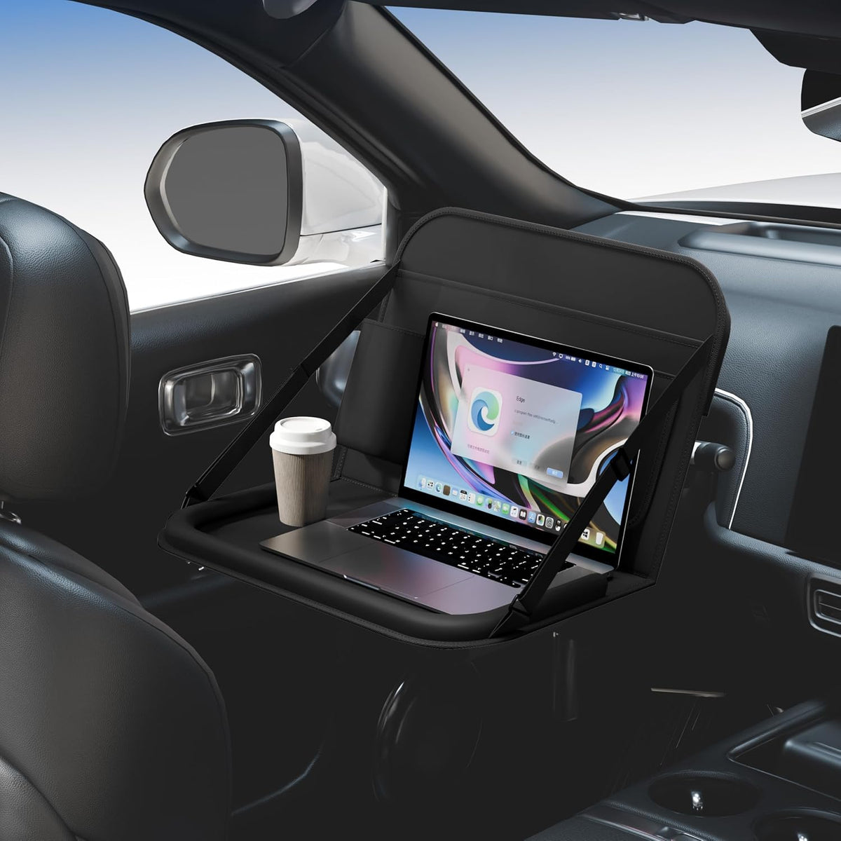 GMQ Backseat Car Organizer with Tray 1 Pack,Car Back Seat Eating Tray for Kids, Multifunctional Laptop Desk,Back Seat Car Storage & Tablet Holder for Children(Beige, 1PC)