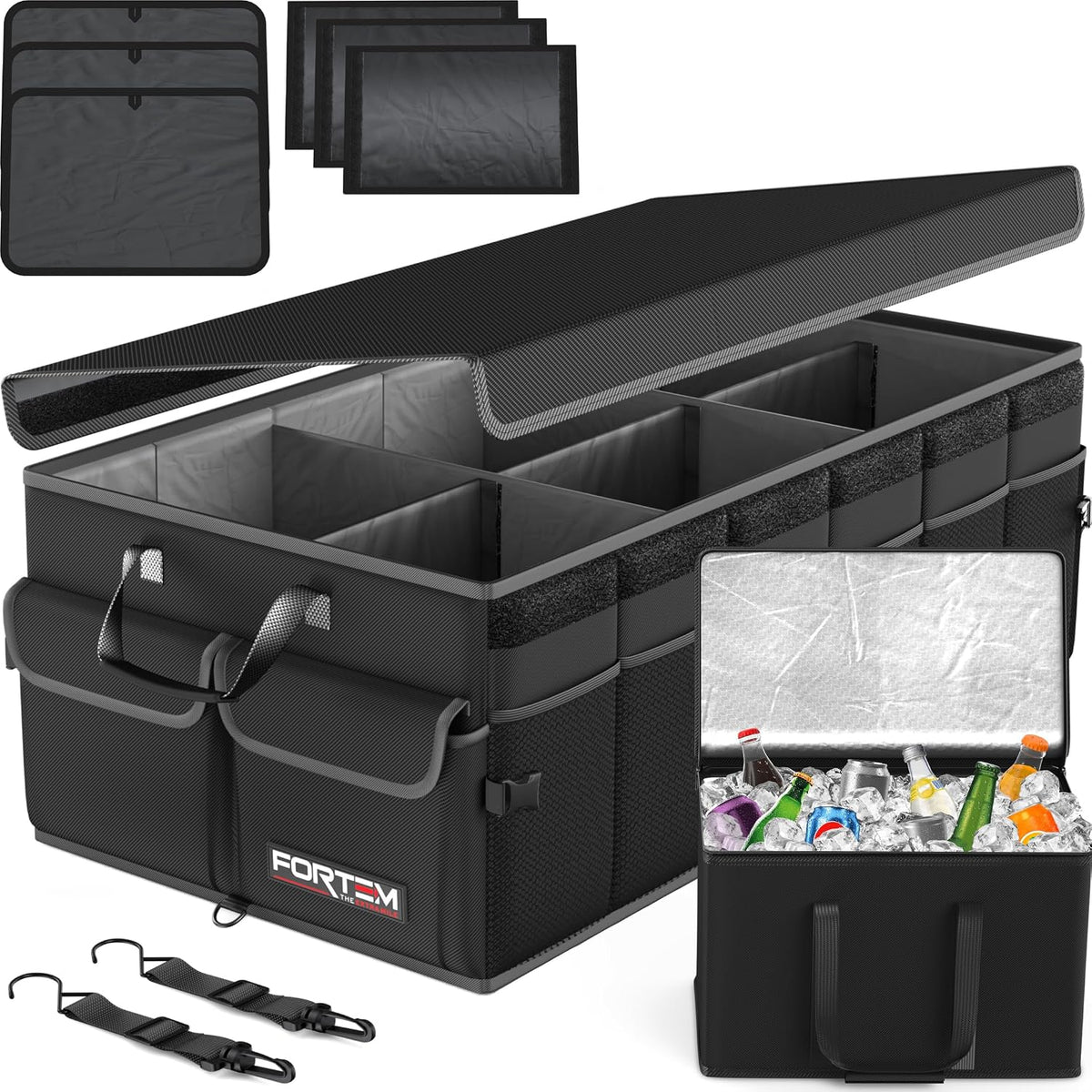 FORTEM Trunk Organizer - Foldable Car Organizer with Cooler for SUV, Trucks