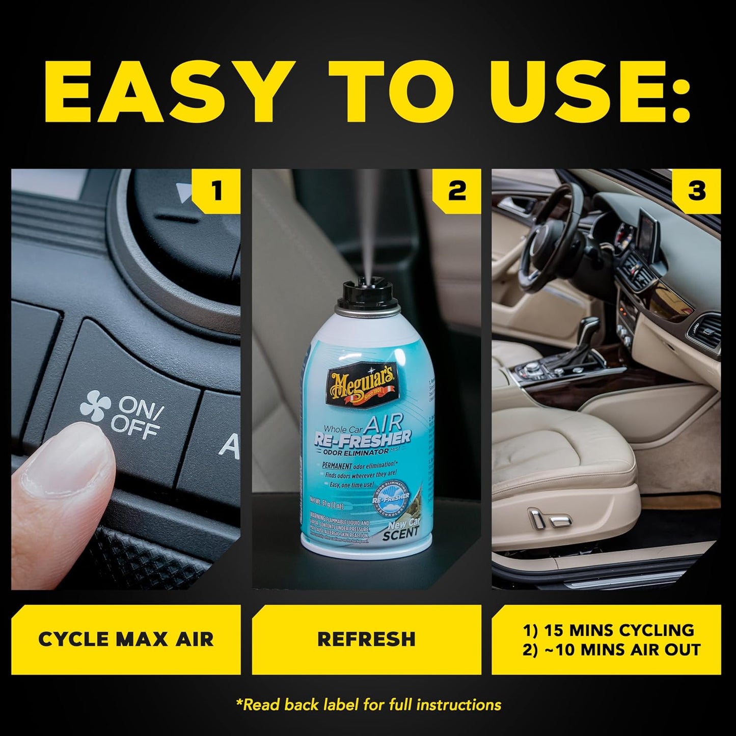 Meguiar’s Whole Car Air Refresher Odor Eliminator, Summer Breeze, 2 Oz— Car Air Freshener For Commuters, Detailers; Mist Refreshes Cabin For Sedan, Suv, Truck, Van