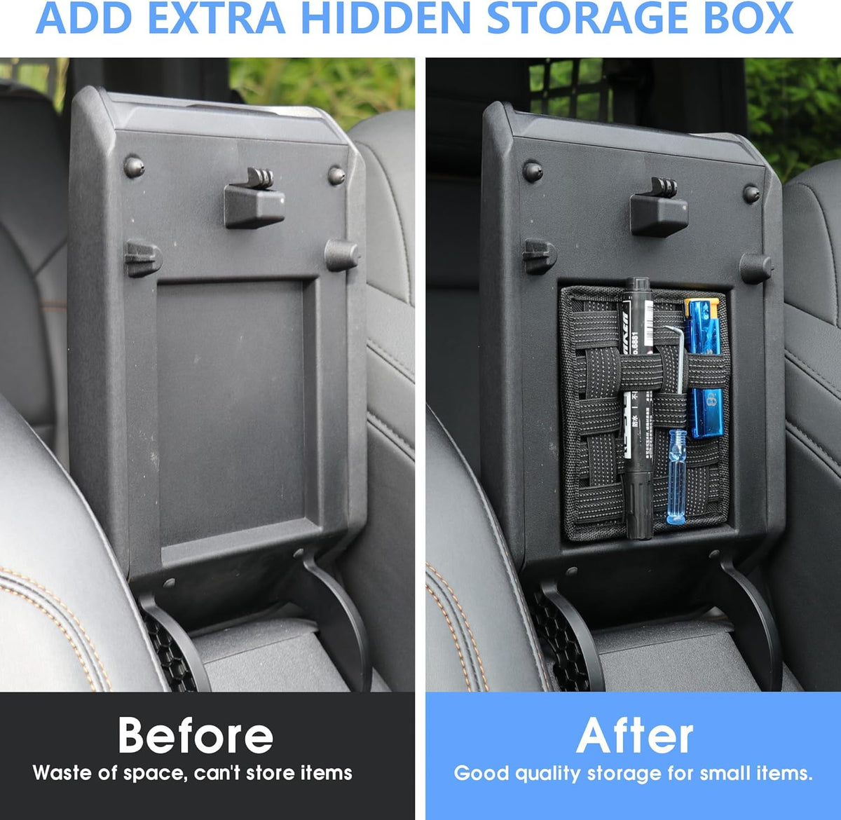 sukemichi Center Console Organizer MOLLE Panel for Ford Bronco Accessories 2021-2025 2026 Armrest Organizer Storage Holder Tactical Pouch Multi-Purpose Utility Gadget Gear Tool Bag
