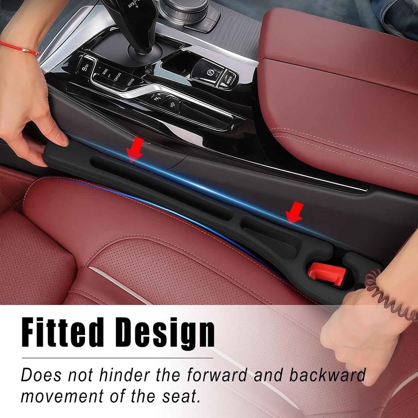 Car Seat Gap Filler, 2 Pack Car Seat Gap Filler Organizer, Anti-Drop Side Console Storage Pocket with Storage Slot, Universal for Auto SUV Truck Interior Accessories, Black