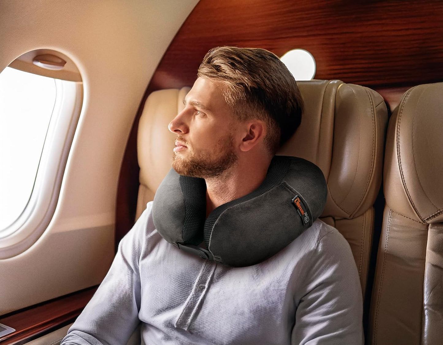 Go Travel Ultimate 3.0 Travel Pillow, Deluxe Memory Foam Neck Pillow with Magnetic Closure and Side Pocket, Ideal for Commute, Airplane, Car & Bus, Travel Essentials, Made in USA, Dark Gray