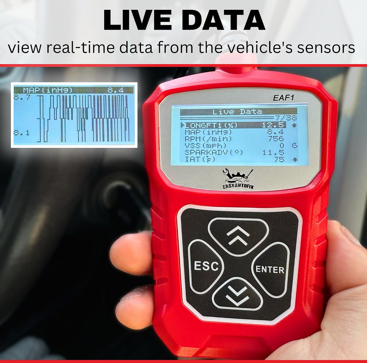 EAF1 OBD2 Car Scanner - Professional Automotive Diagnostic Tool Code Reader for Engine Light OBDII Scanner for Car Live Data Engine Code Reader Scan Tool Automotive Tools for Mechanics