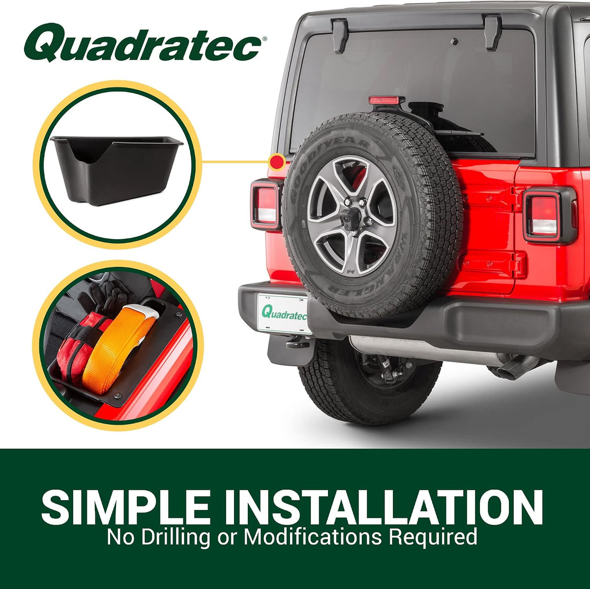 Quadratec Rear Wheel Well Storage Organizer Bin, 2-Piece Set for Left & Right Side - Fits Jeep Wrangler JL Unlimited 4-Door 2018-2022 - Interior Jeep Wrangler Accessories - Cargo Area Storage Box