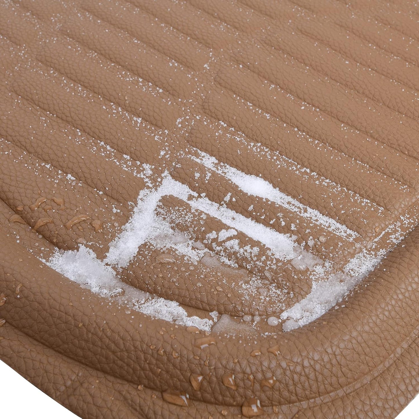 CASS Pass 4 Piece Leather Car Floor Mats -3D Waterproof All Weather, Universal Trim to Fit & Anti-Slip Burr Bottom Safety & Light Easy Clean Install for SUV Truck Auto Sedan Van (Beige)
