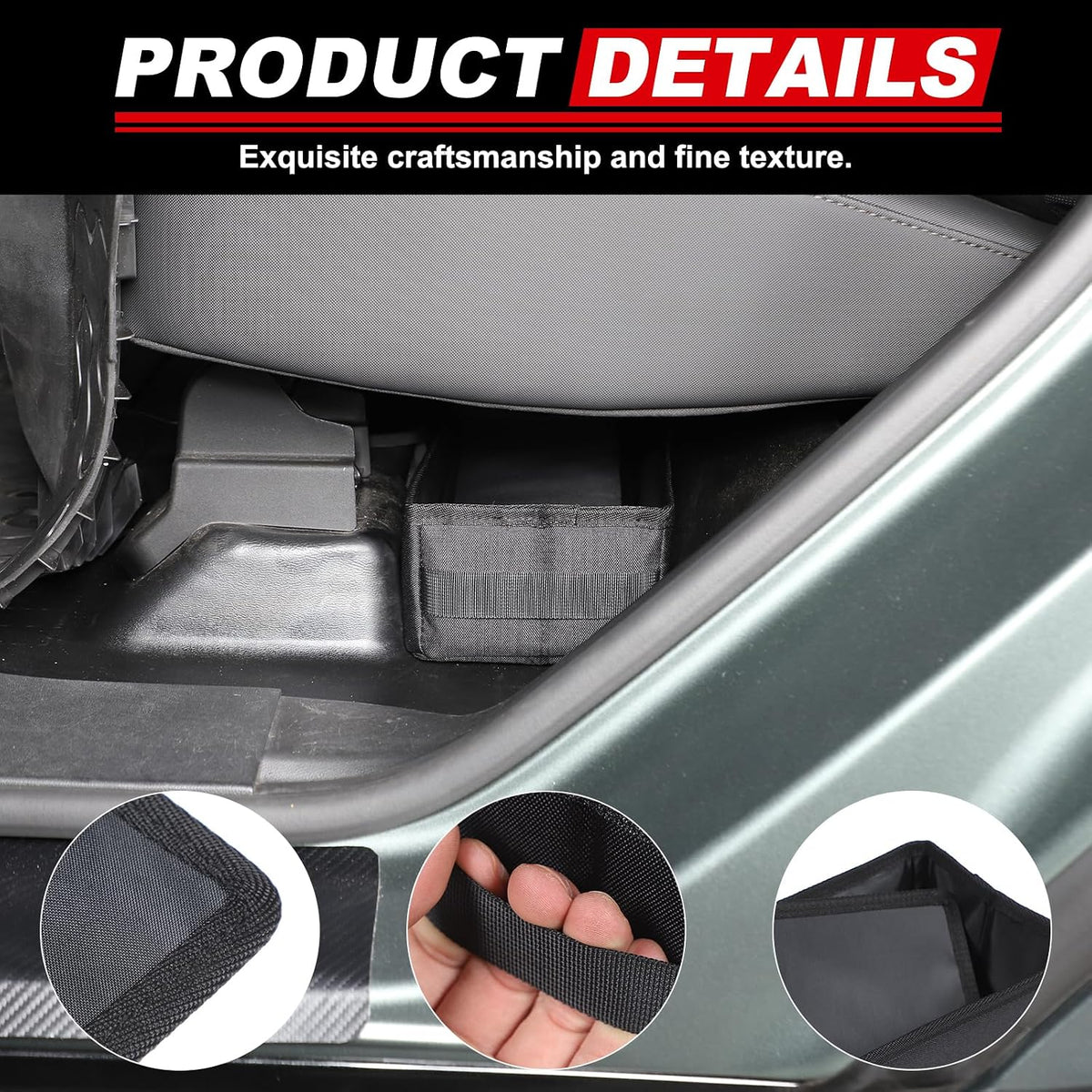 Under Seat Organizer for Hummer EV Accessories Backseat Rear Hidden Under Seat Storage Bags Portable Waterproof Foldable Storage Tool with Handle for Hummer EV SUV Pickup 2024 2025 2026 (B/1PC)