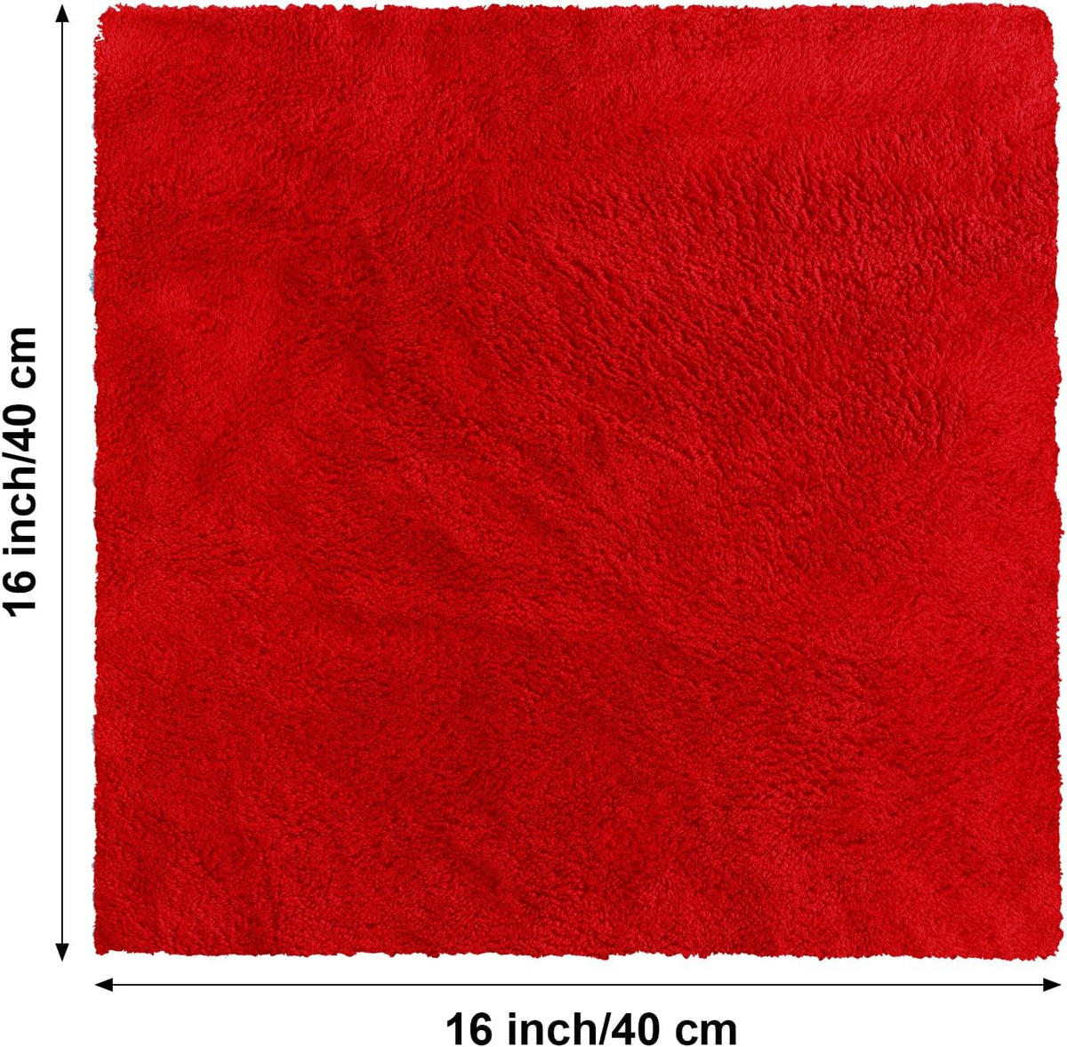 Shimeyao 30 Pcs 16 x 16 Inch Edgeless Microfiber Plush Towels for Cars Detailing Drying Wash Polishing Absorbent Cleaning Cloths, 500 GSM (Red)
