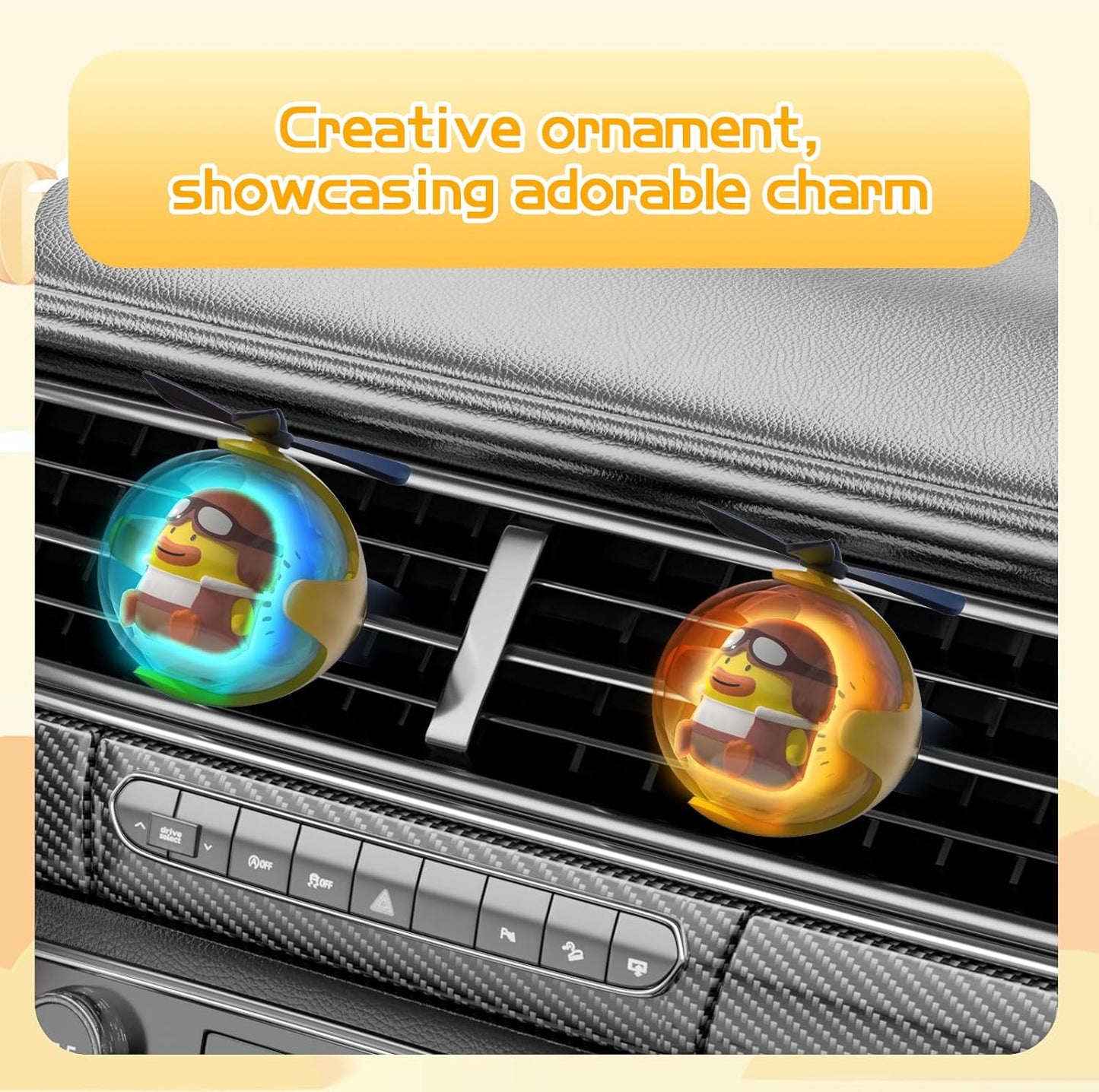 Yellow Duck Car Air Freshener with 6-Color Auto Light Up & 4 Scented Replacements Tablets – Light Scent, Decorative Auto Accessories, Cute Mother's Day and Father's Day Small Gift