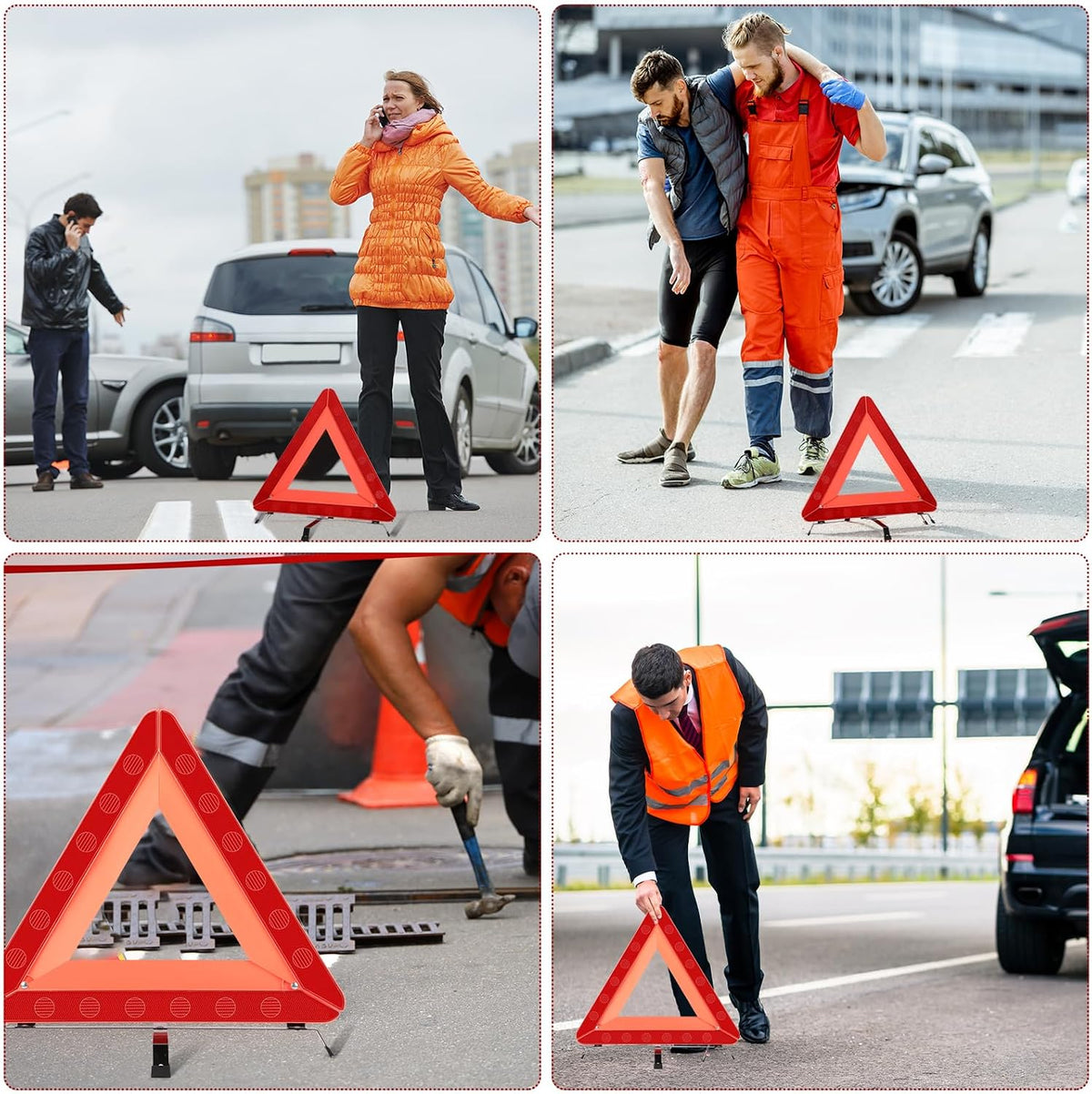 Kanayu 12 Pack Emergency Warning Triangles for Vehicles with Storage Cases