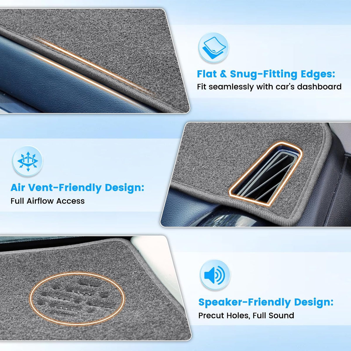 KUST Gray Dash Cover Compatible with Toyota Sienna 2004-2010 Dashboard Cover Accessories for Sienna Non-Slip Polyester Dashboard Mat Custom Fit Center Console Sunshield Protector No Glare
