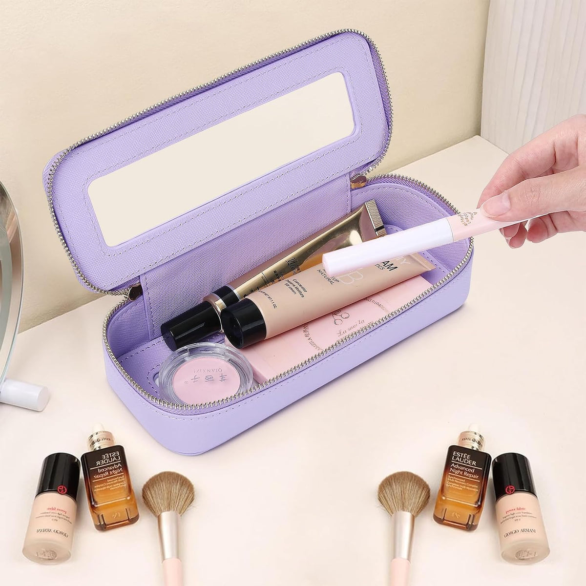 Pinkmik Makeup Brush Case, Purple, Slim