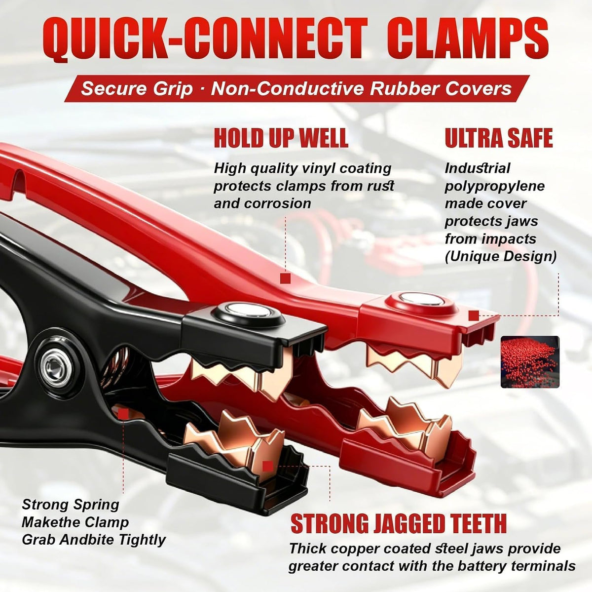 8 Gauge 12 Feet Jumper Cables for Car,Quick Connect Booster Wires
