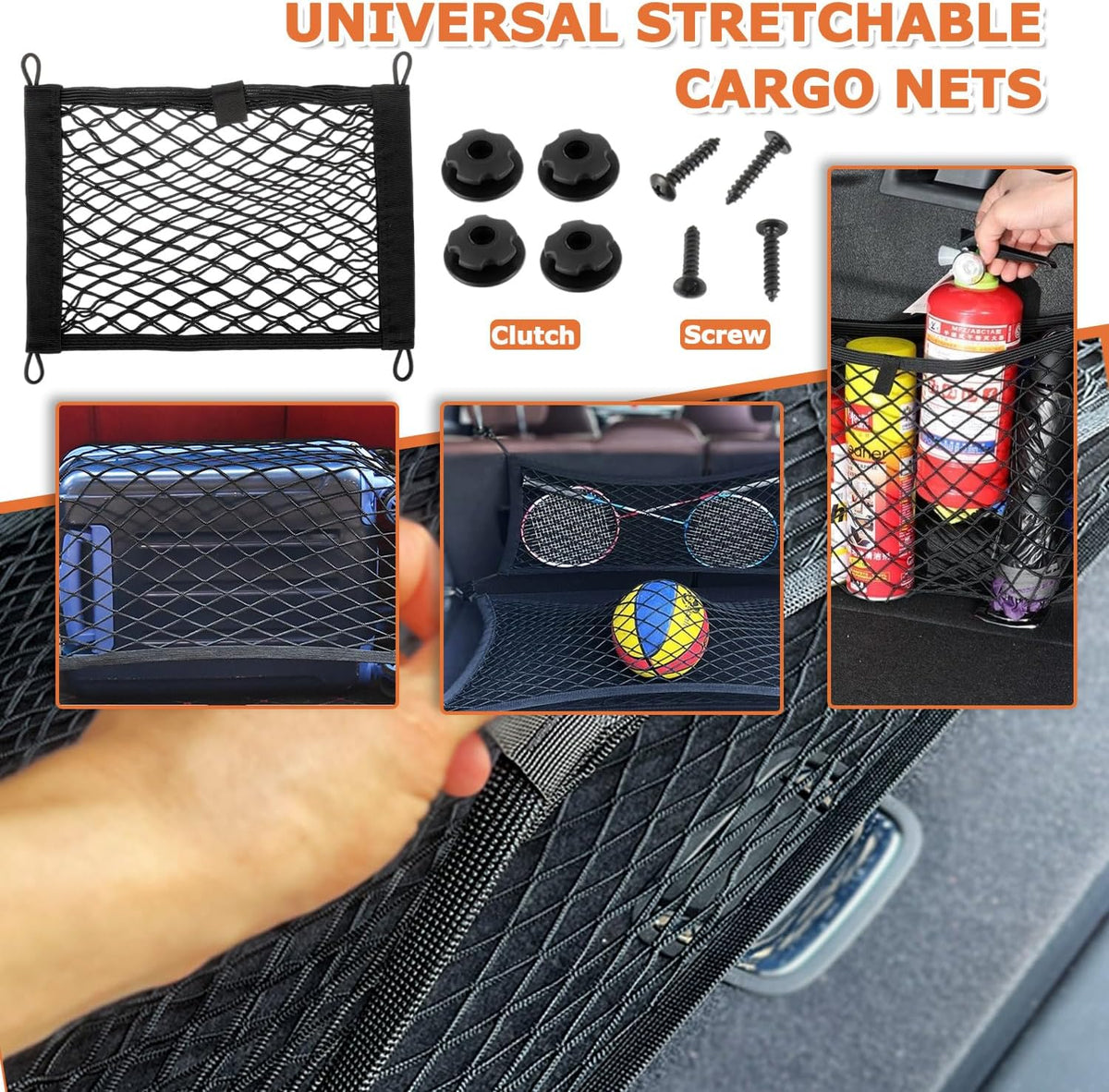 13.8 x 9.8 inch Universal Elastic Cargo Net Pocket,2 Pack