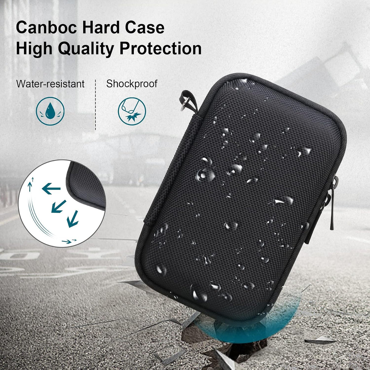 Canboc Carrying Case for OM SYSTEM Tough TG-7/ OM SYSTEM OLYMPUS TG-6 Underwater camera, Waterproof Camera Bag, Zipper Mesh Pocket fits USB Cable, Batteries, Black(Case Only)