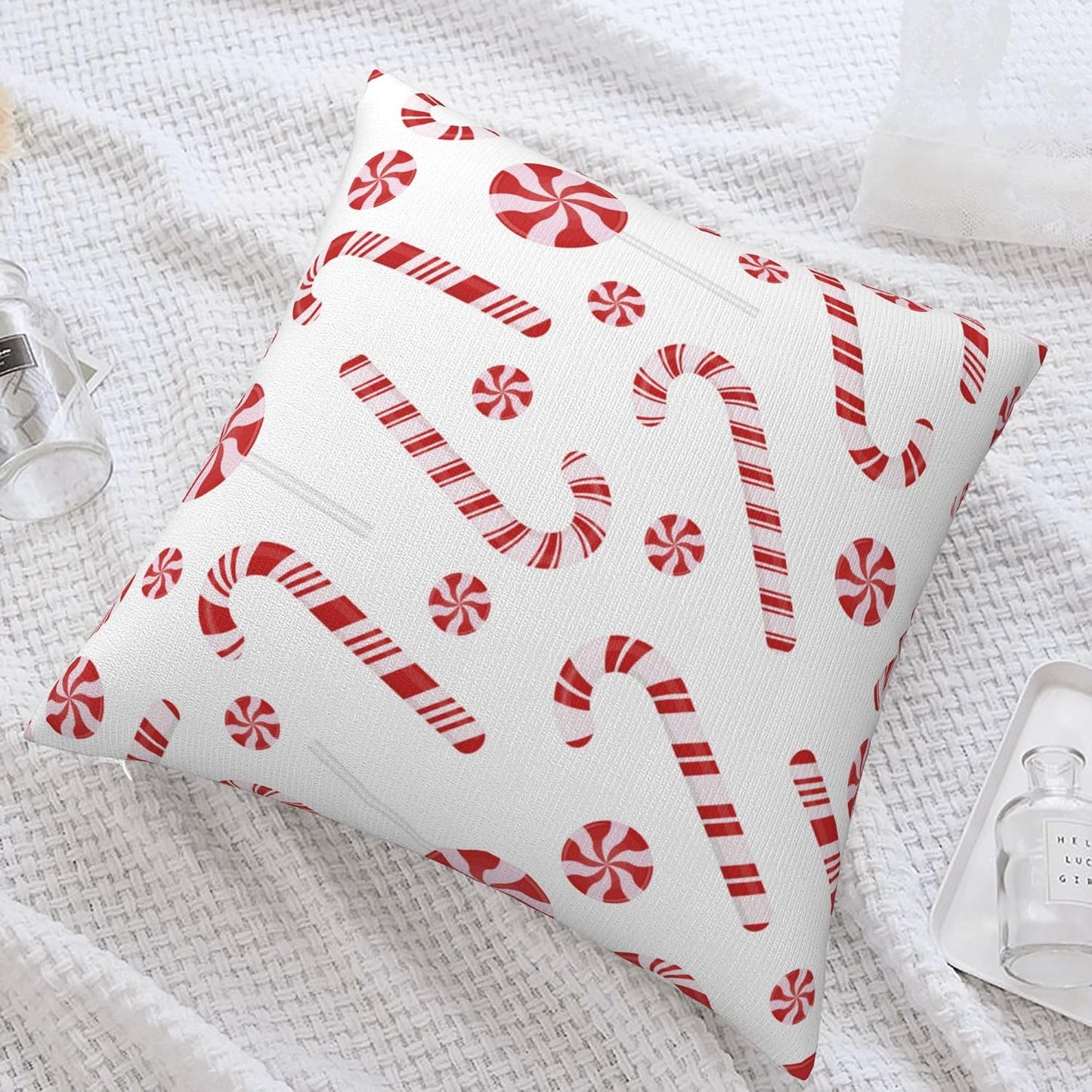 JOOCAR Christmas Pillow Covers 24 x 24 Inches Christmas Candy Cane Pillow Case for Winter Holiday Decorations for Couch Sofa Bed