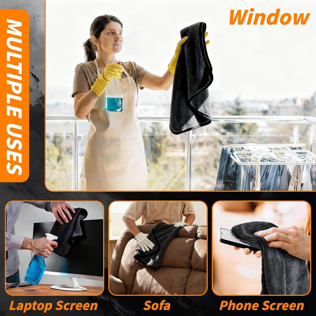 8 Pack Microfiber Car Towels, 36" x 24" Microfiber Cleaning Cloth, 600 GSM