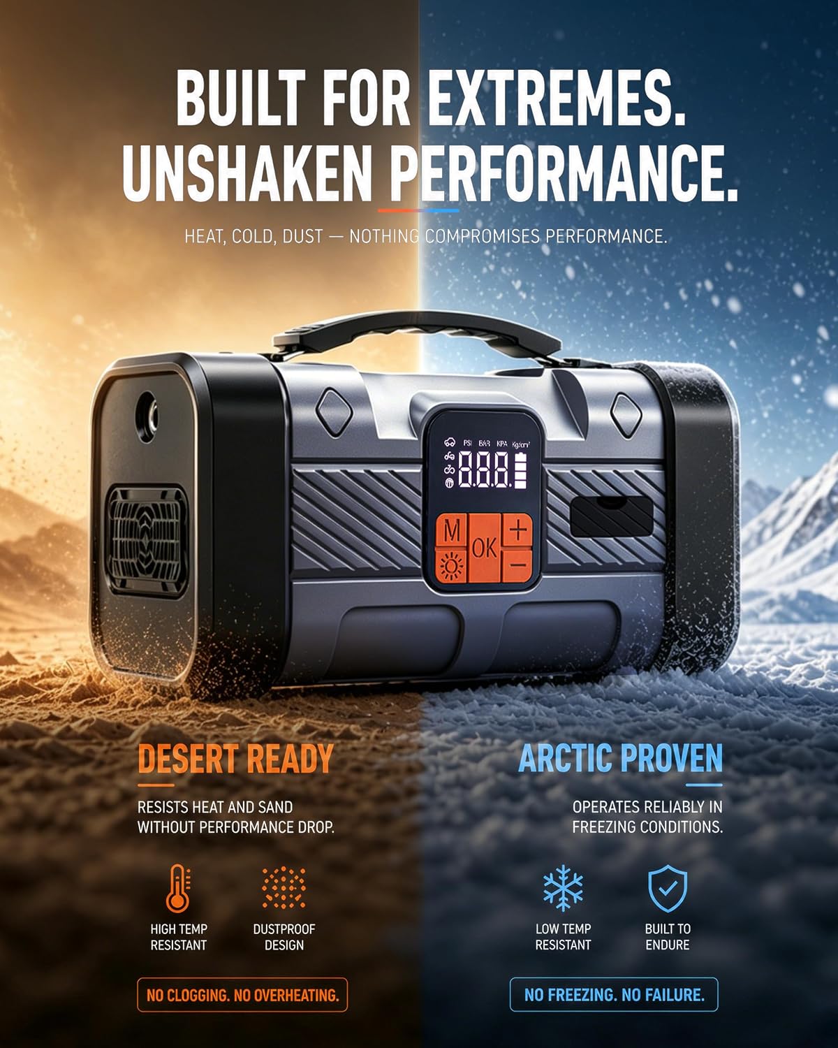 1600A Jump Starter with Air Compressor, 16000mAh 65W Fast Charging, 150PSI