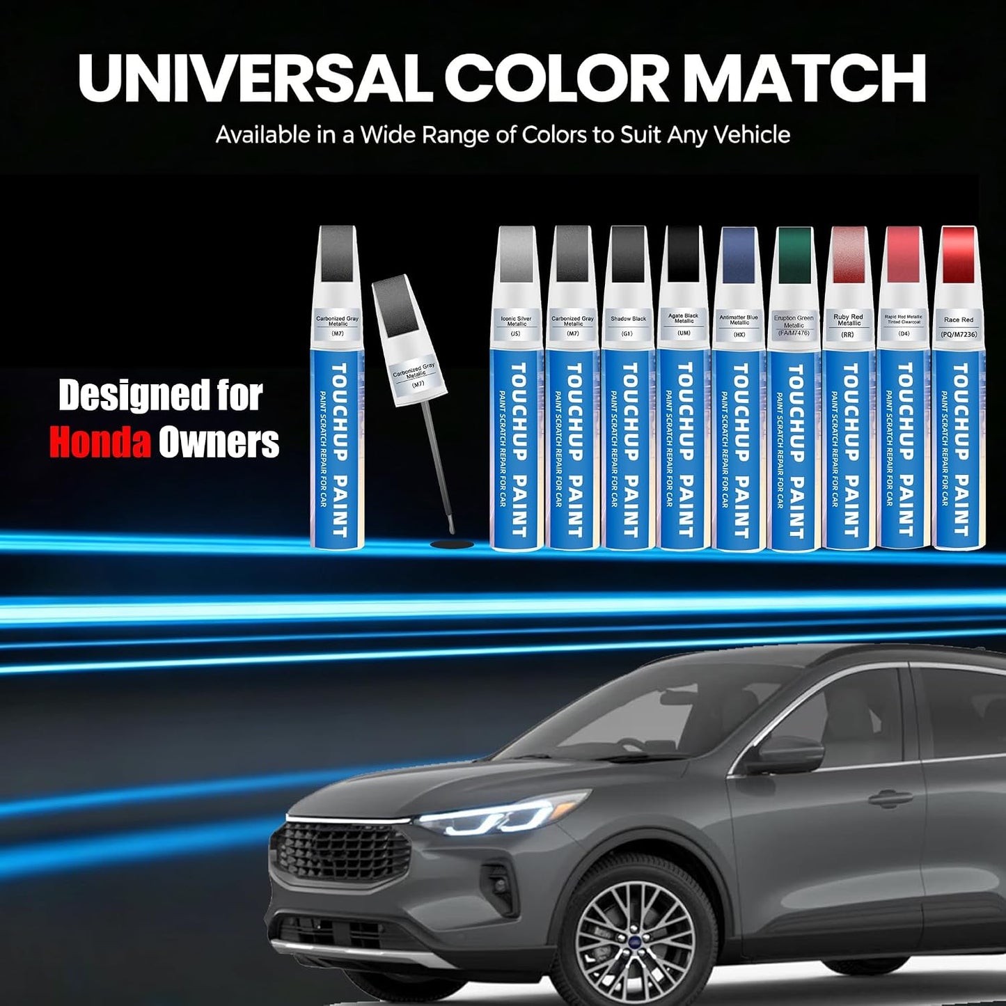 Carbonized Gray Metallic(M7) Touch Up Paint Compatible with Ford 2-in-1 Car Scratch Repair Pen for Rock Chips, Door Scratches&Paint Nicks Exact Color Match Quick Dry DIY Fix for F-150 Explorer