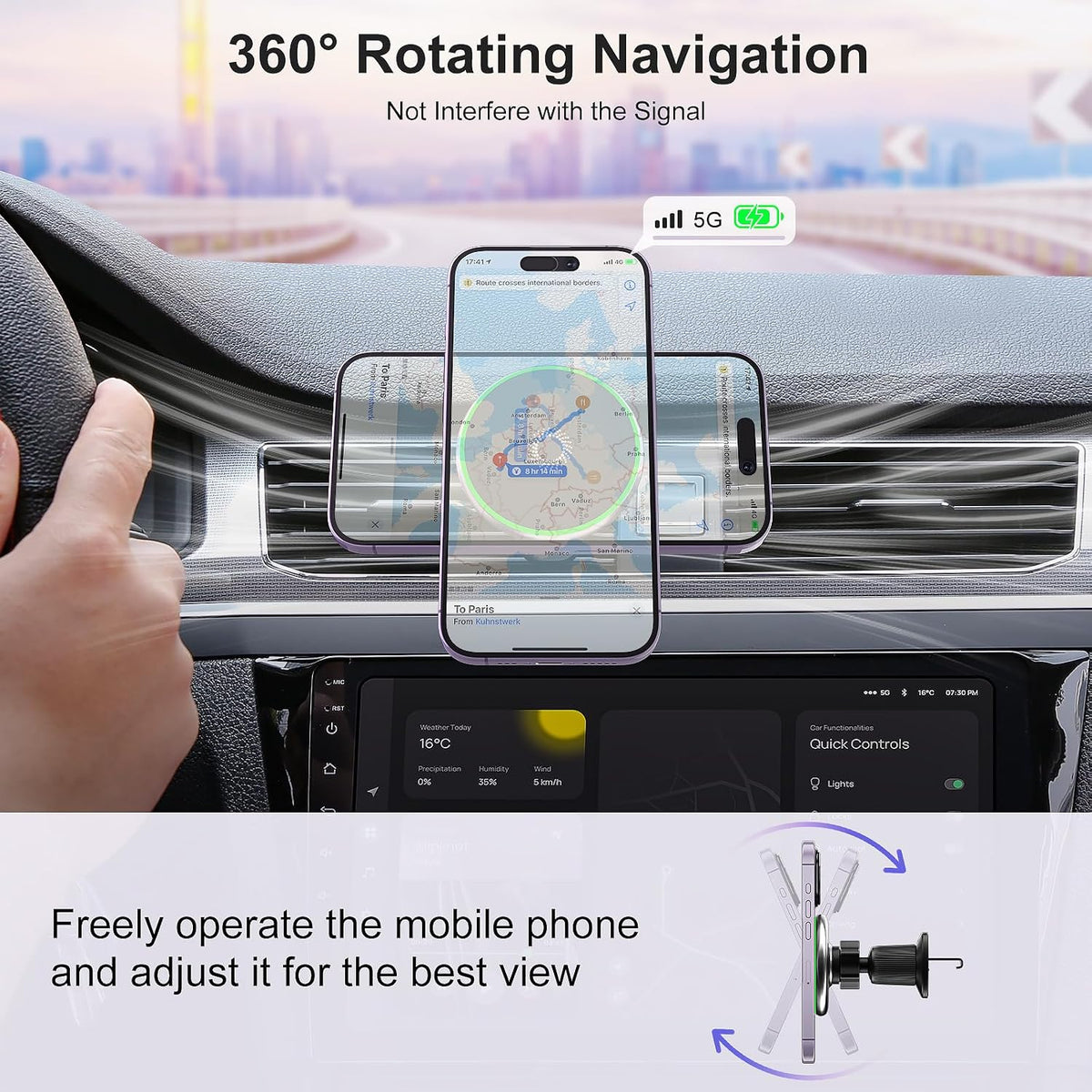 15W for Magsafe Car Mount Charger, Wireless Car Charger Magnetic Air Vent/Dashboard Fast Charging Phone Holder for iPhone 17 16 15 14 13 12 Serie Samsung